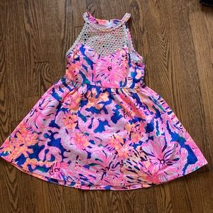 Lilly Pulitzer floral pink and gold dress